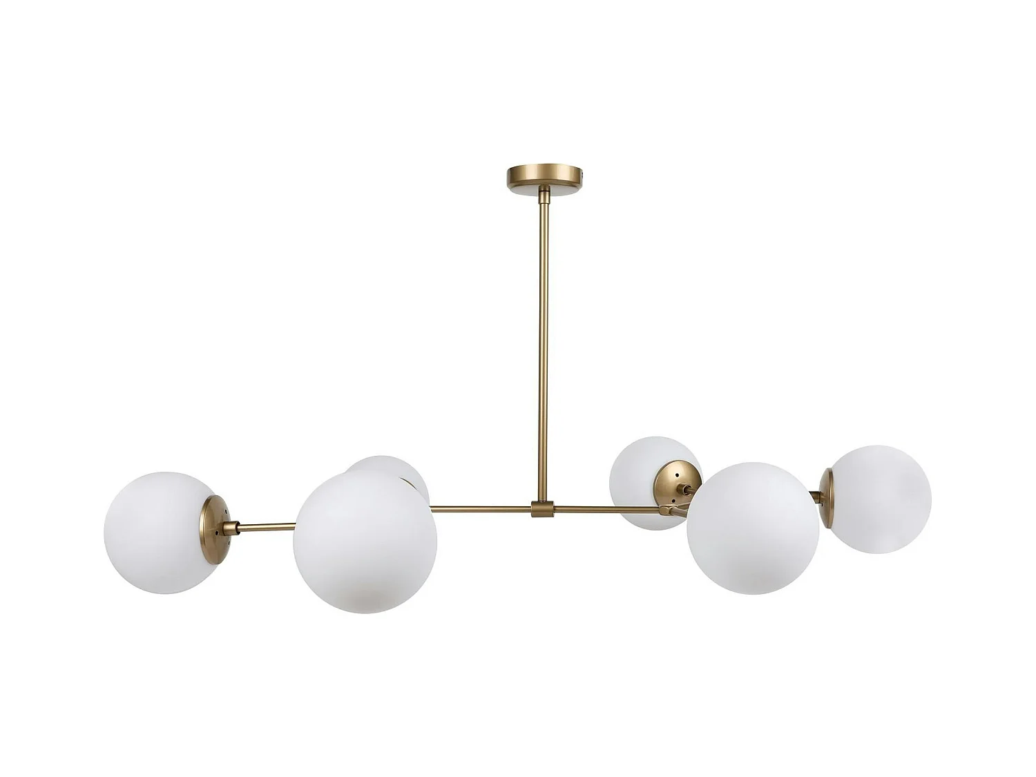 Suspension design dorée 6 globes verre dépoli SIERRE