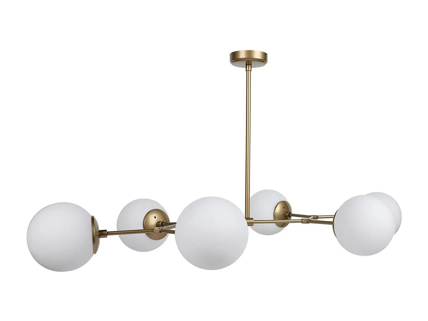 Suspension design dorée 6 globes verre dépoli SIERRE