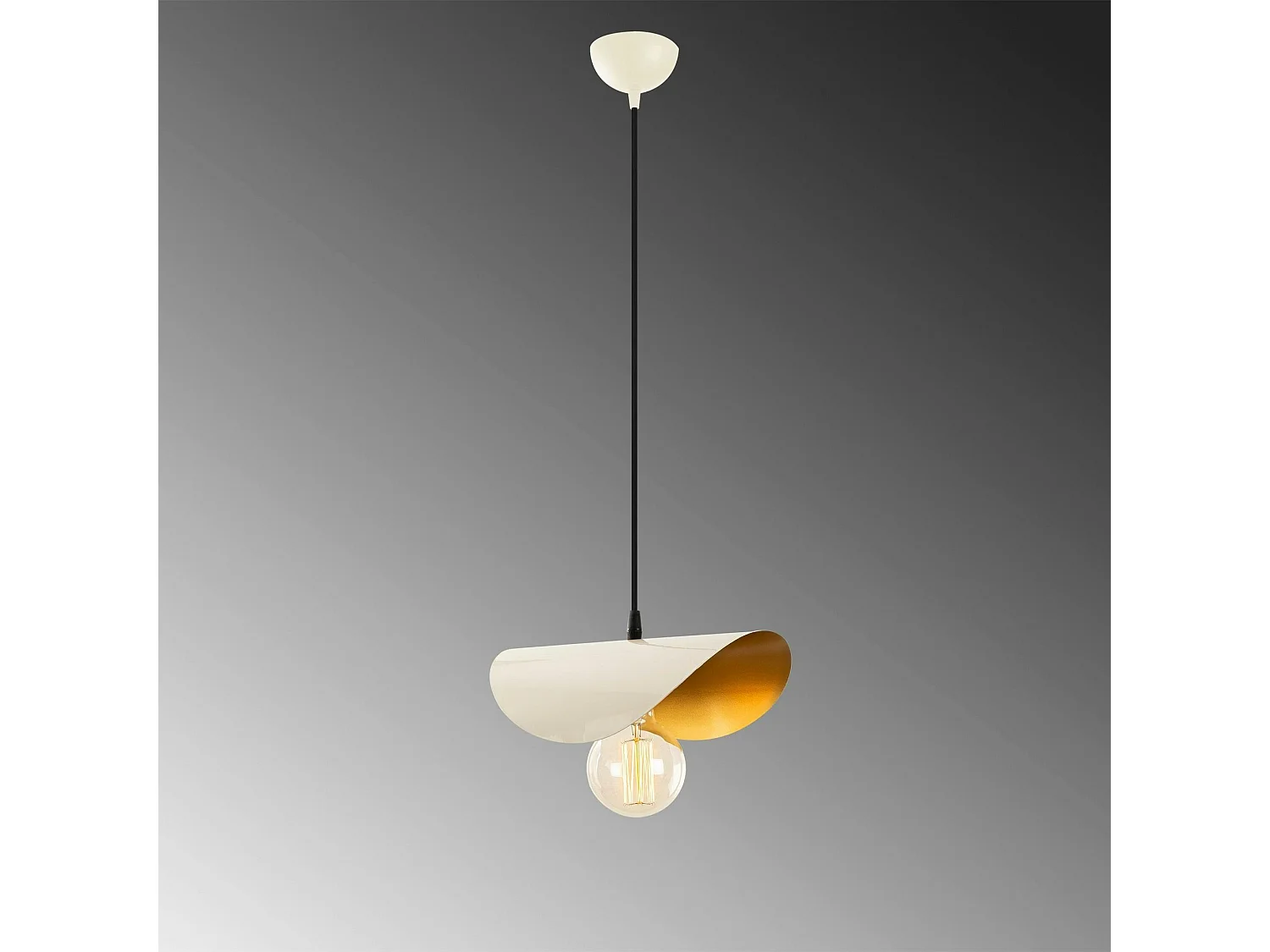 Suspension moderne en métal plié crème & doré SINOP