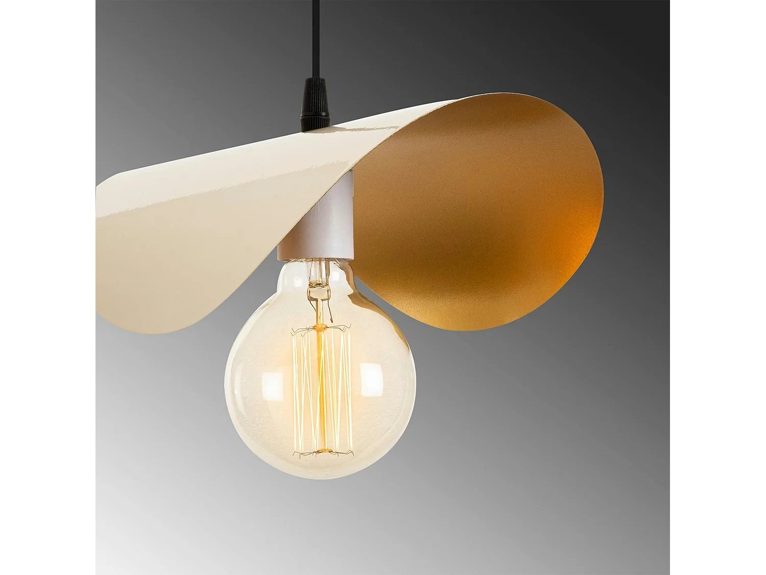 Suspension moderne en métal plié crème & doré SINOP