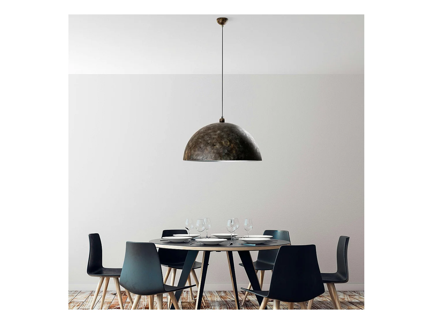 Suspension industrielle vintage en métal patiné SILE