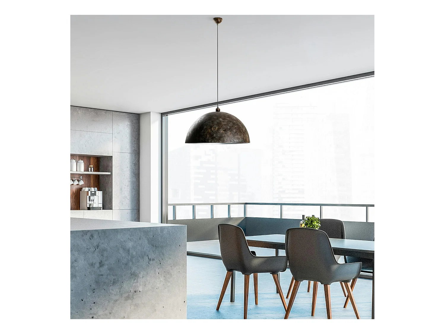 Suspension industrielle vintage en métal patiné SILE