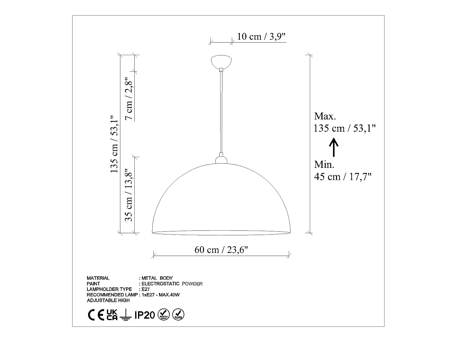 Suspension industrielle vintage en métal patiné SILE