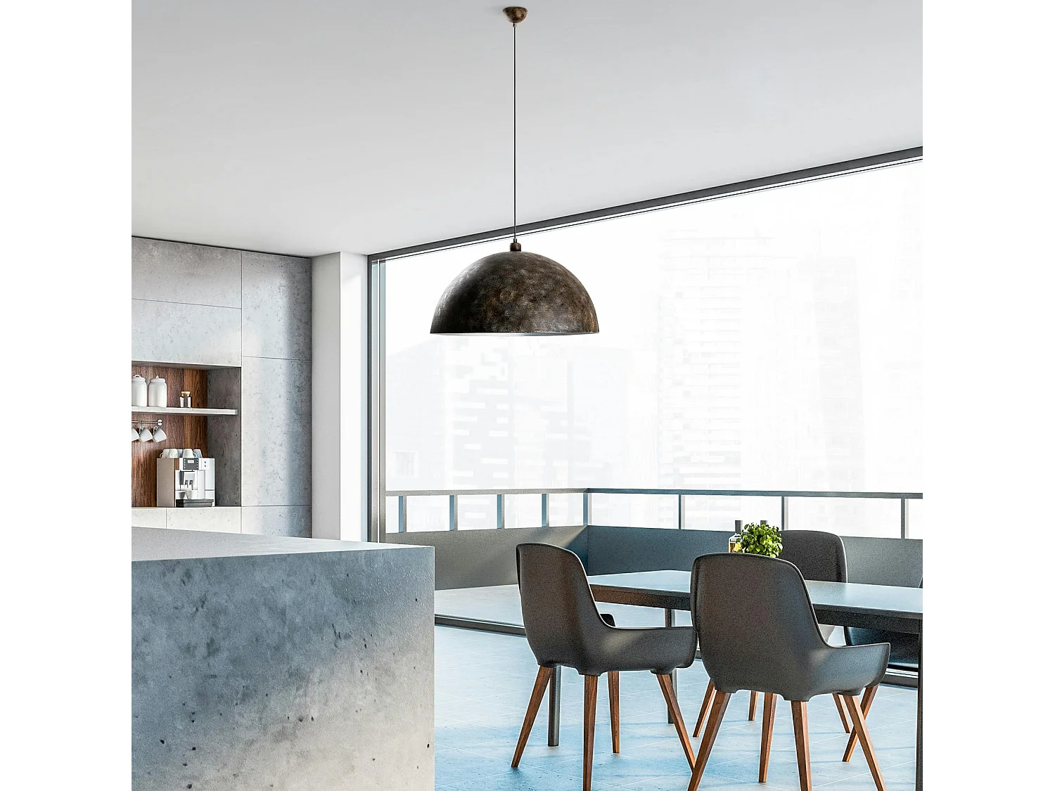 Suspension industrielle vintage en métal patiné SILE