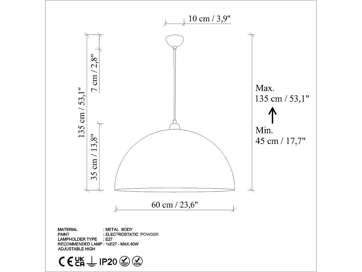 Suspension industrielle vintage en métal patiné SILE