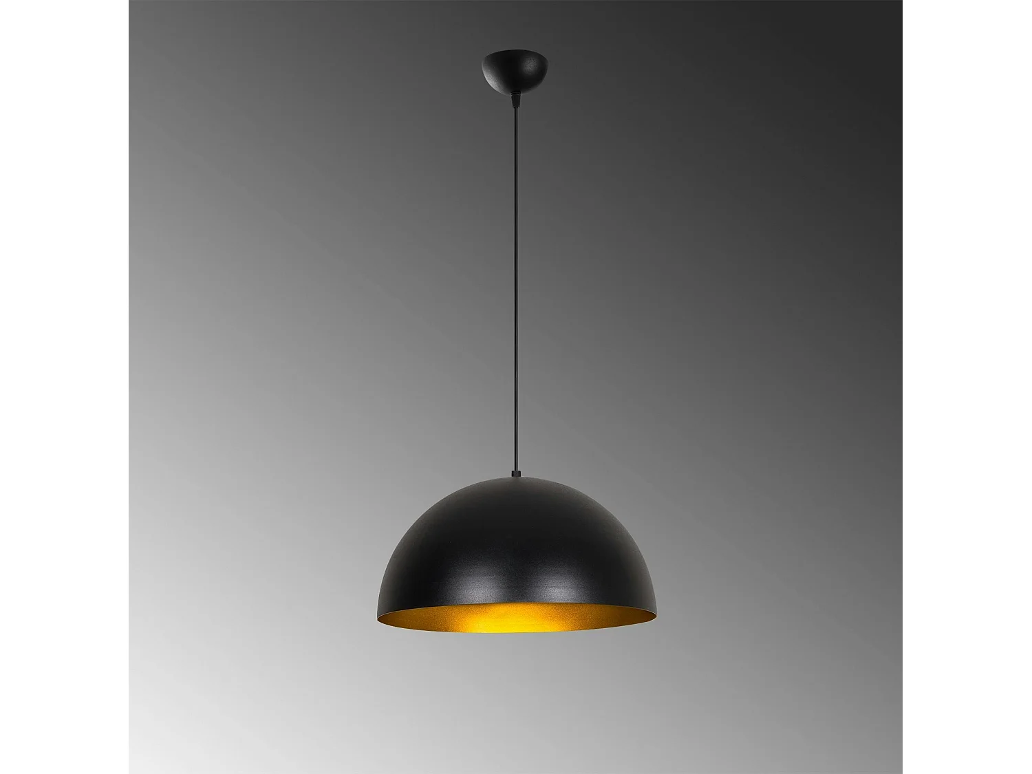 Suspension de table noire, dôme intérieur doré Ø40 cm SILE