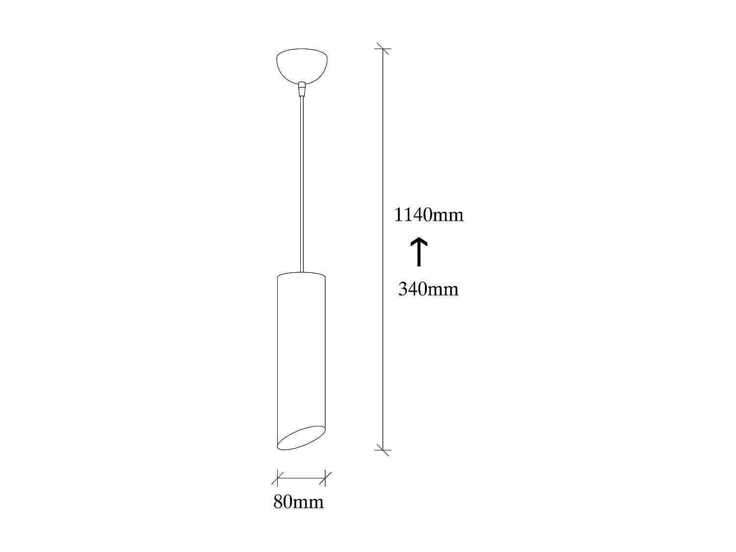 Lampe de chevet suspendue noire mat, forme cylindre SILE