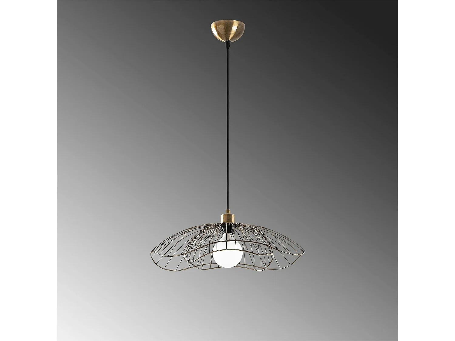 Suspension design filaire double fleur dorée 50 cm SINOP