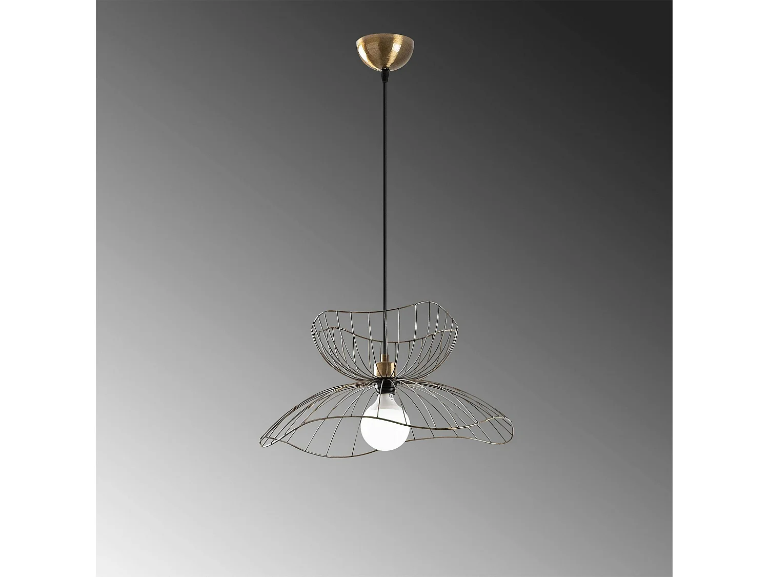 Suspension design filaire double fleur dorée 50 cm SINOP