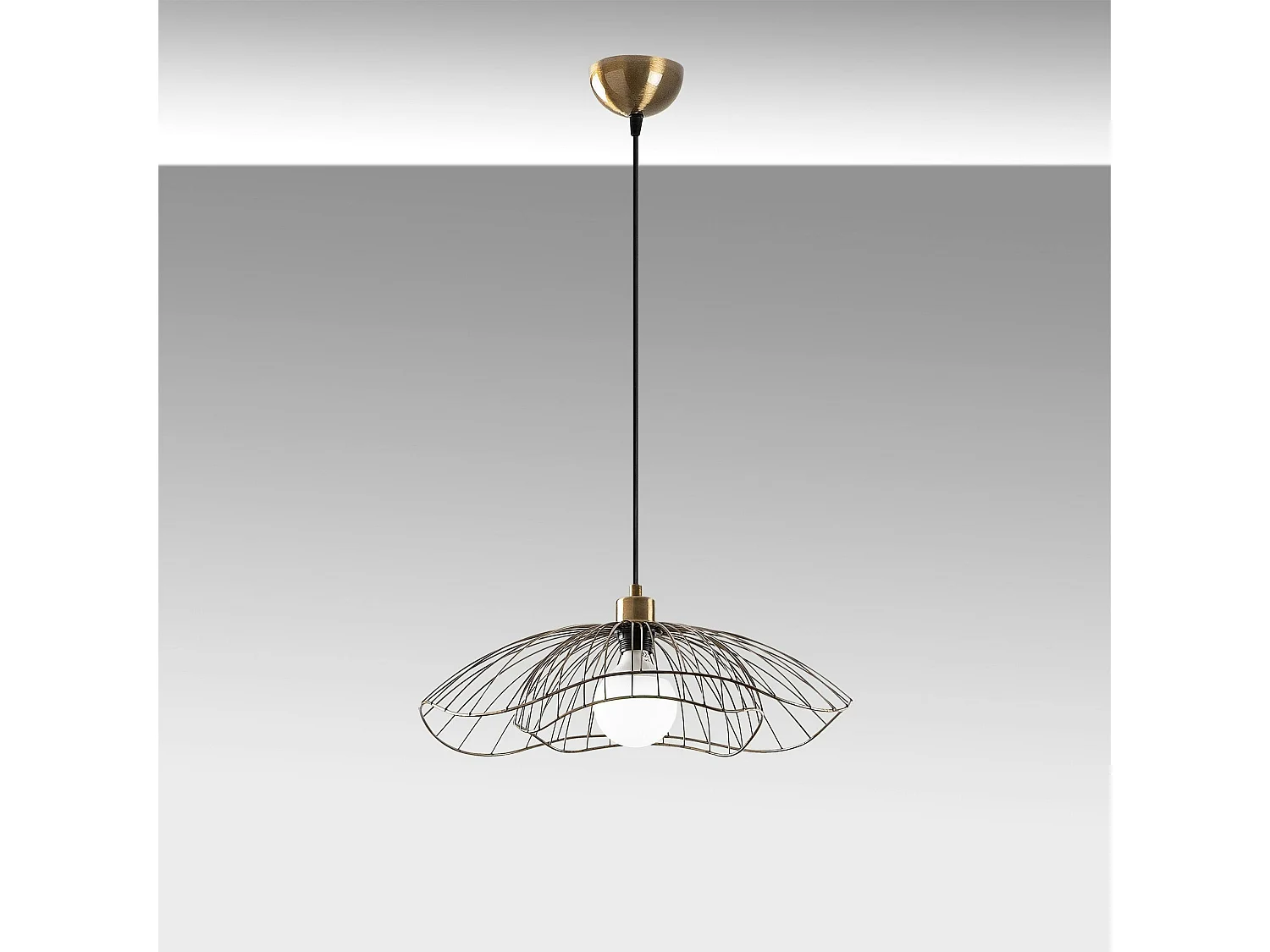 Suspension design filaire double fleur dorée 50 cm SINOP