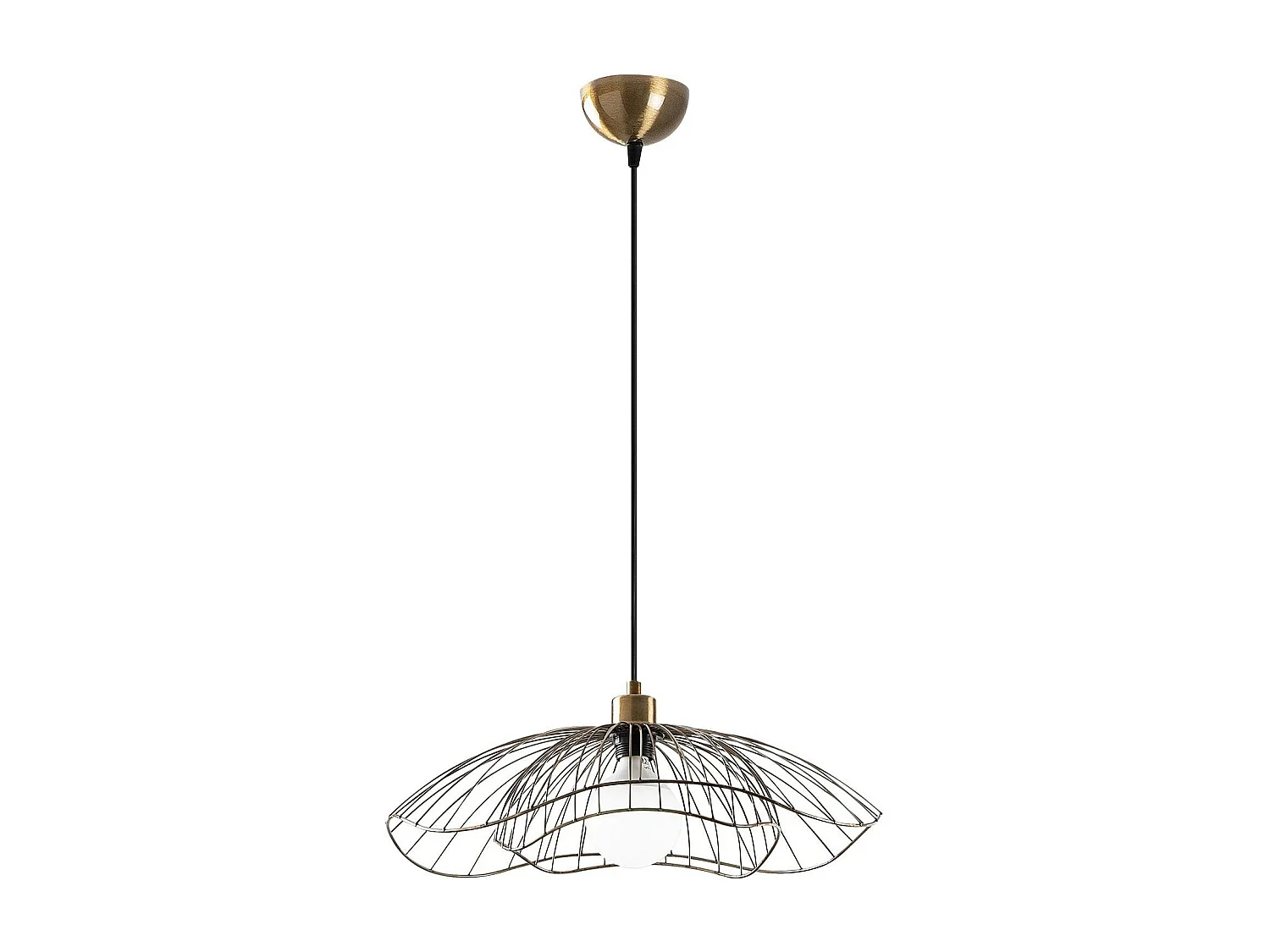 Suspension design filaire double fleur dorée 50 cm SINOP