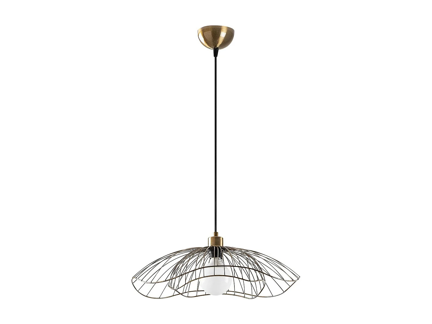 Suspension design filaire double fleur dorée 50 cm SINOP