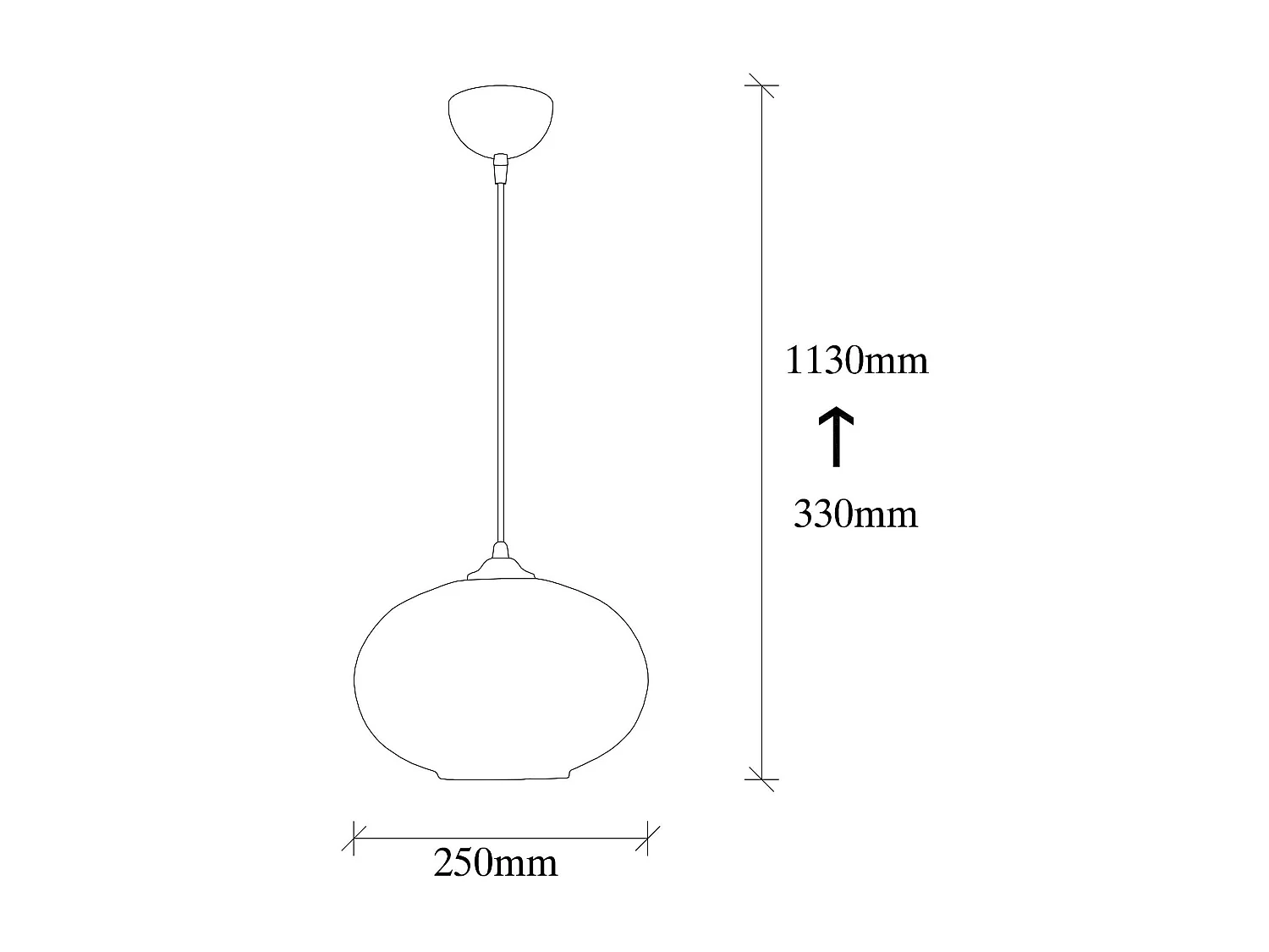 Suspension verre ambré et métal noir, forme ovale SIVAS