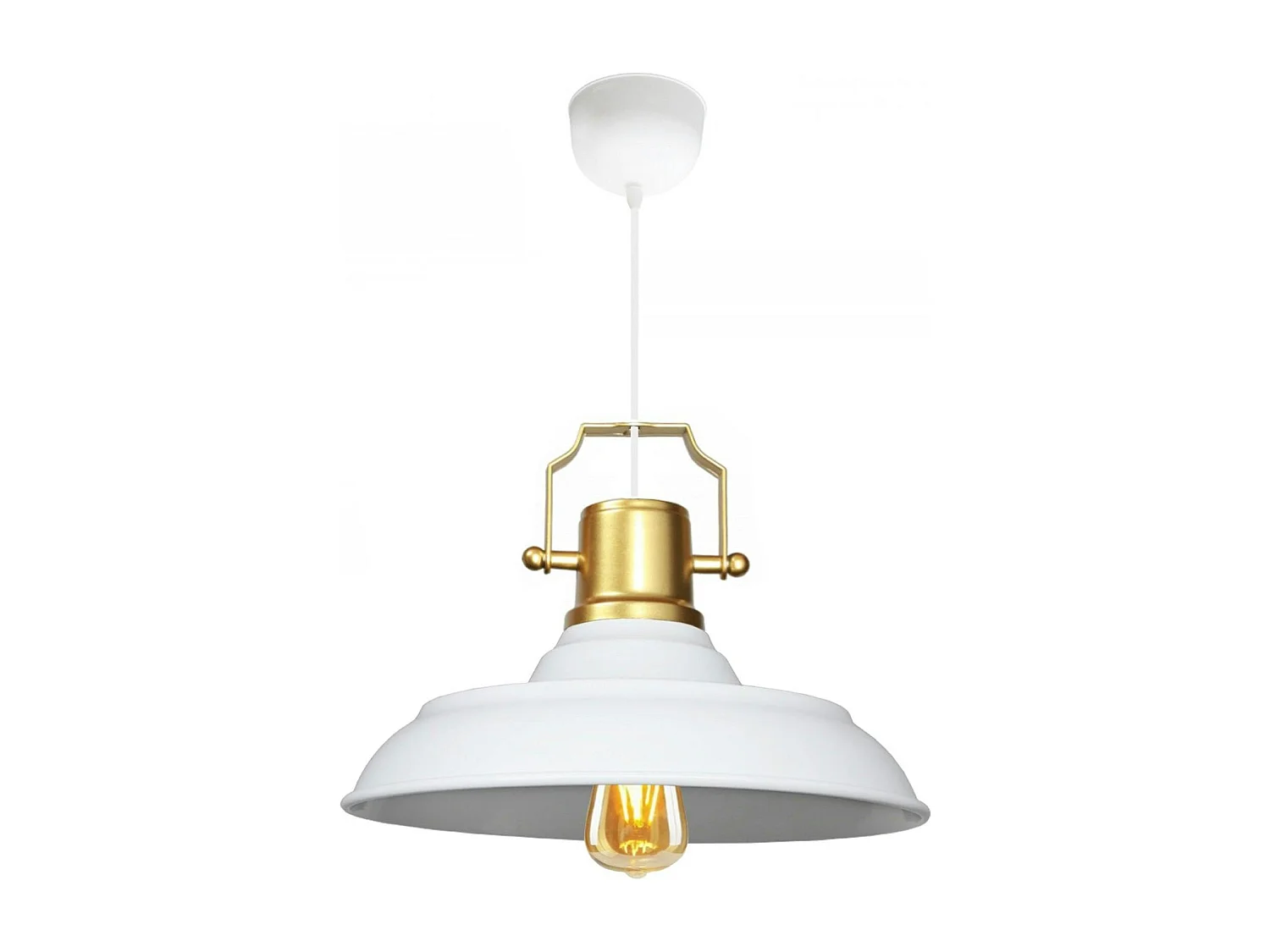 Suspension vintage métal blanc & or industriel chic SILE