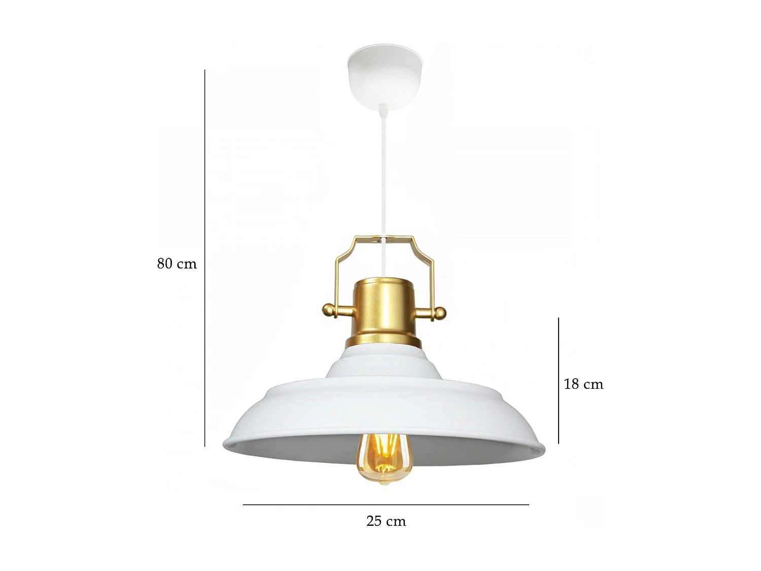 Suspension vintage métal blanc & or industriel chic SILE