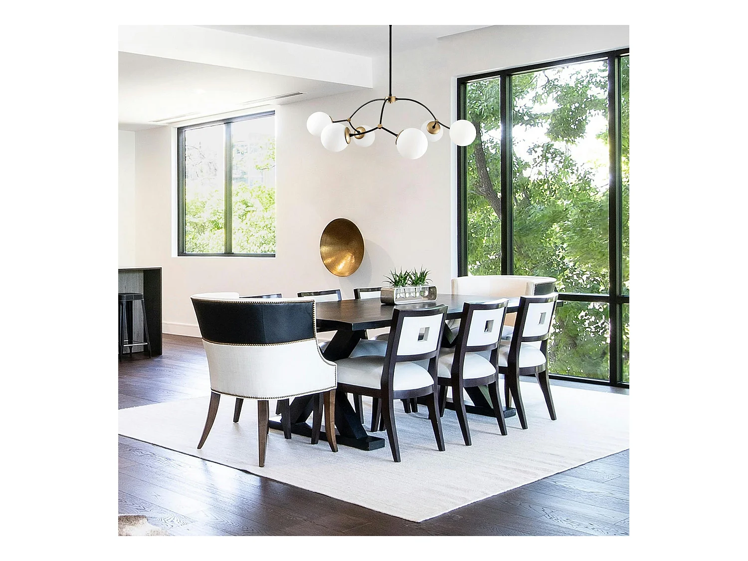 Suspension design vintage noire 6 globes blancs SIERRE