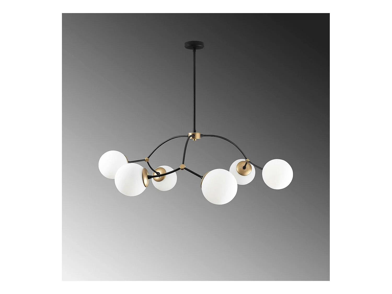Suspension design vintage noire 6 globes blancs SIERRE