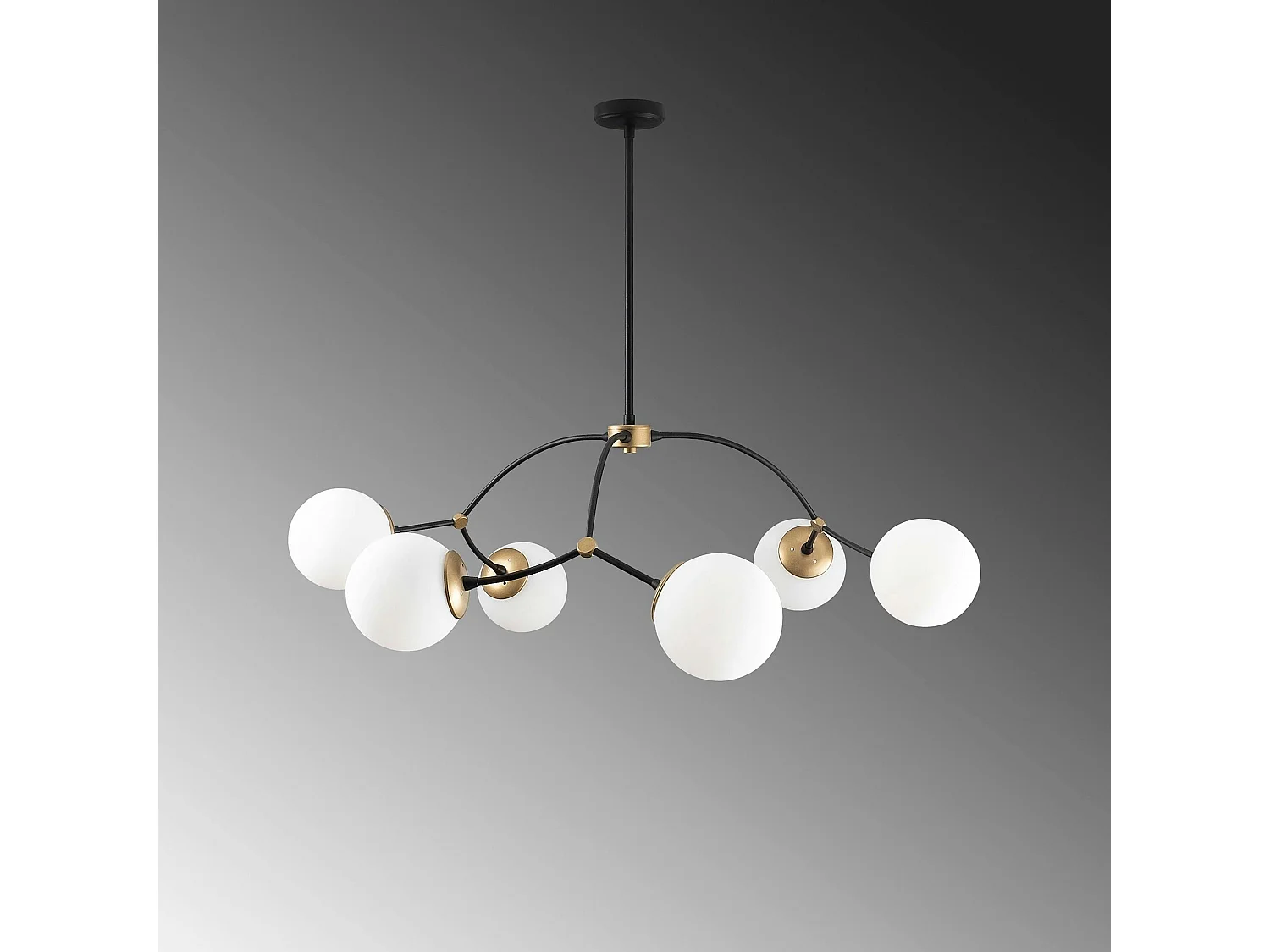 Suspension design vintage noire 6 globes blancs SIERRE