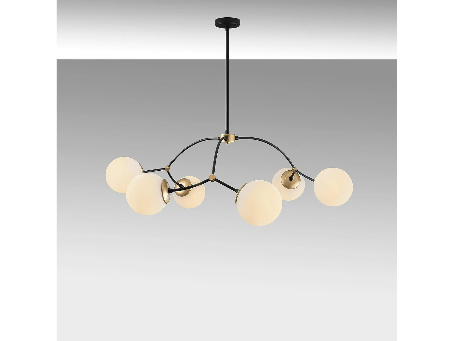 Suspension design vintage noire 6 globes blancs SIERRE