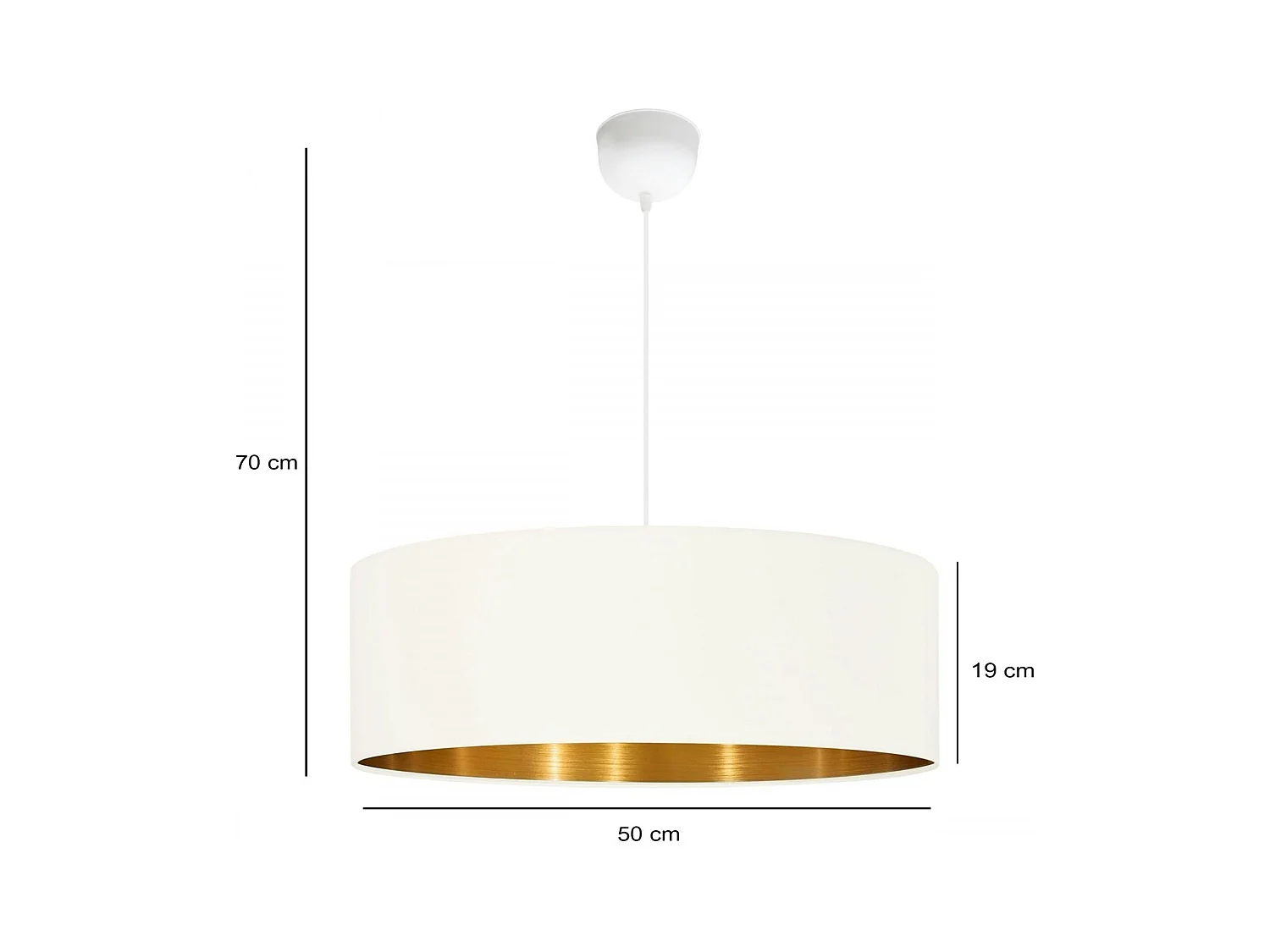 Suspension blanche contemporaine avec abat-jour doré ZURICH