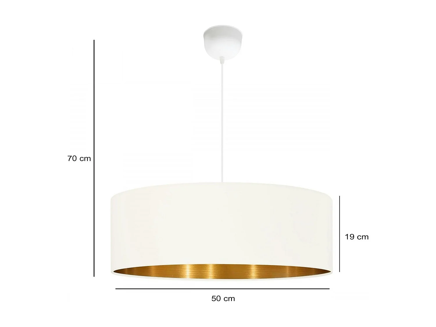 Suspension blanche contemporaine avec abat-jour doré ZURICH