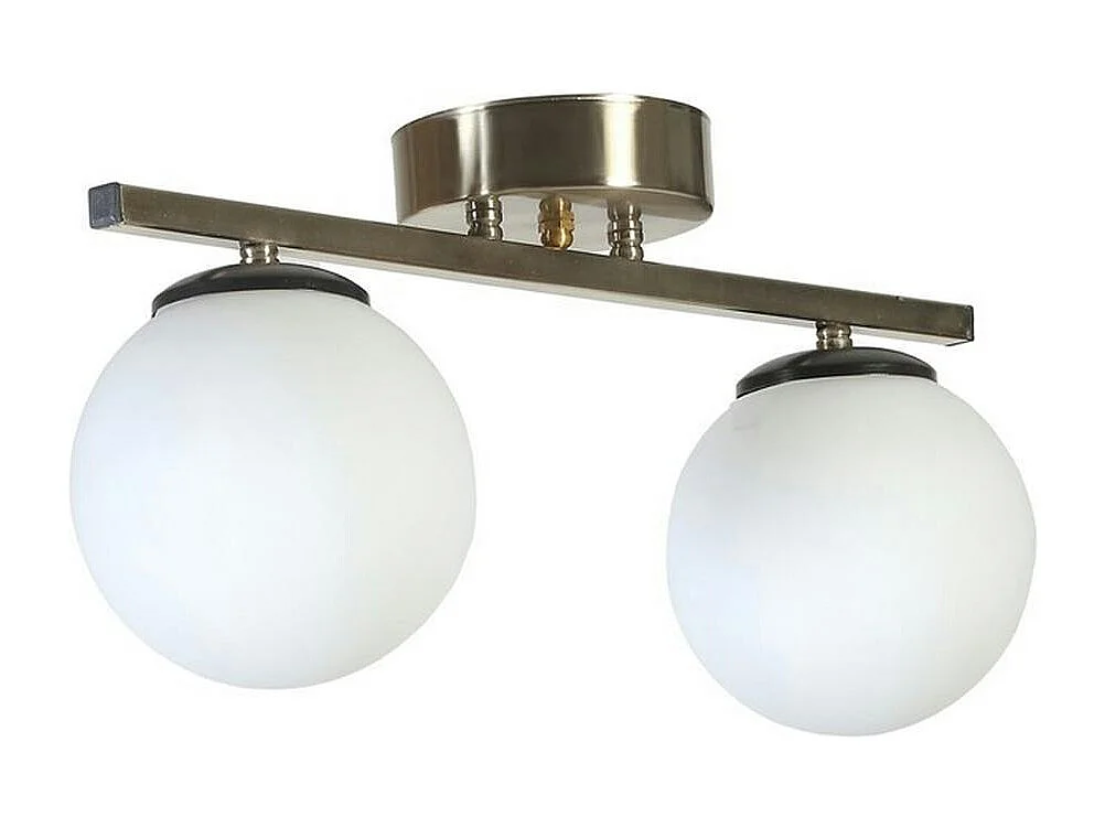 Plafonnier moderne en métal 2 globes verre dépoli SIERRE