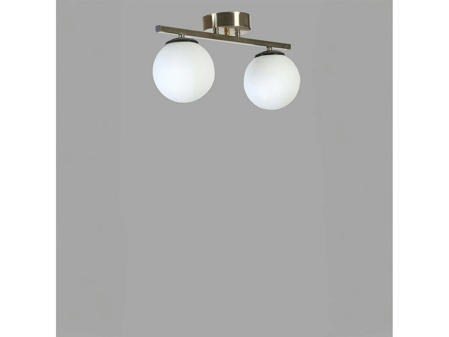 Plafonnier moderne en métal 2 globes verre dépoli SIERRE