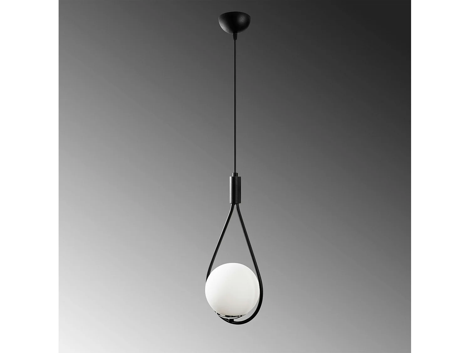 Suspension design noire forme goutte et globe blanc AVANOS