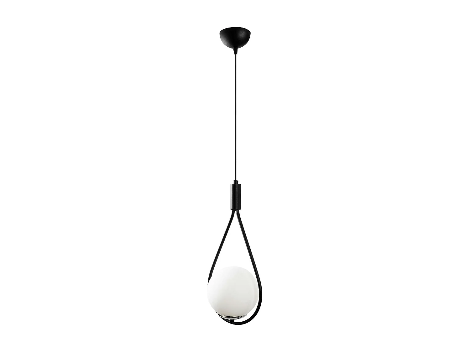 Suspension design noire forme goutte et globe blanc AVANOS