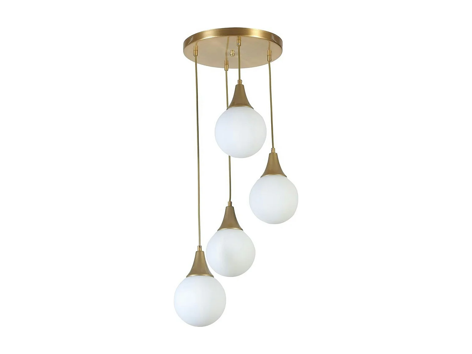 Suspension moderne dorée 4 globes verre dépoli SIERRE