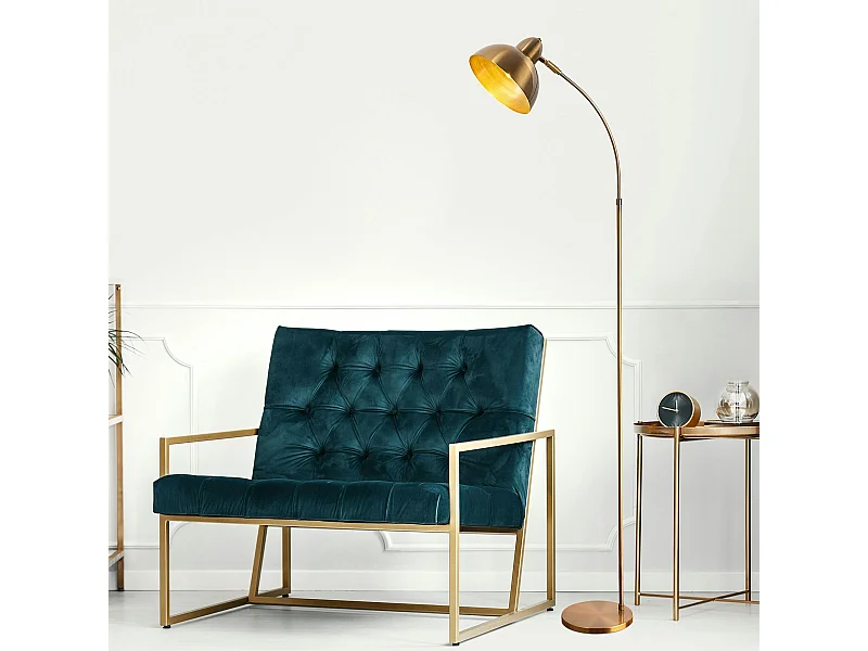 Lampadaire vintage cuivré avec abat-jour orientable SILE