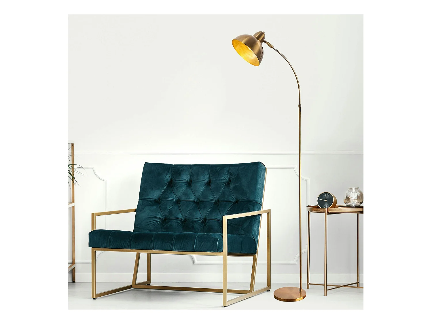 Lampadaire vintage cuivré avec abat-jour orientable SILE