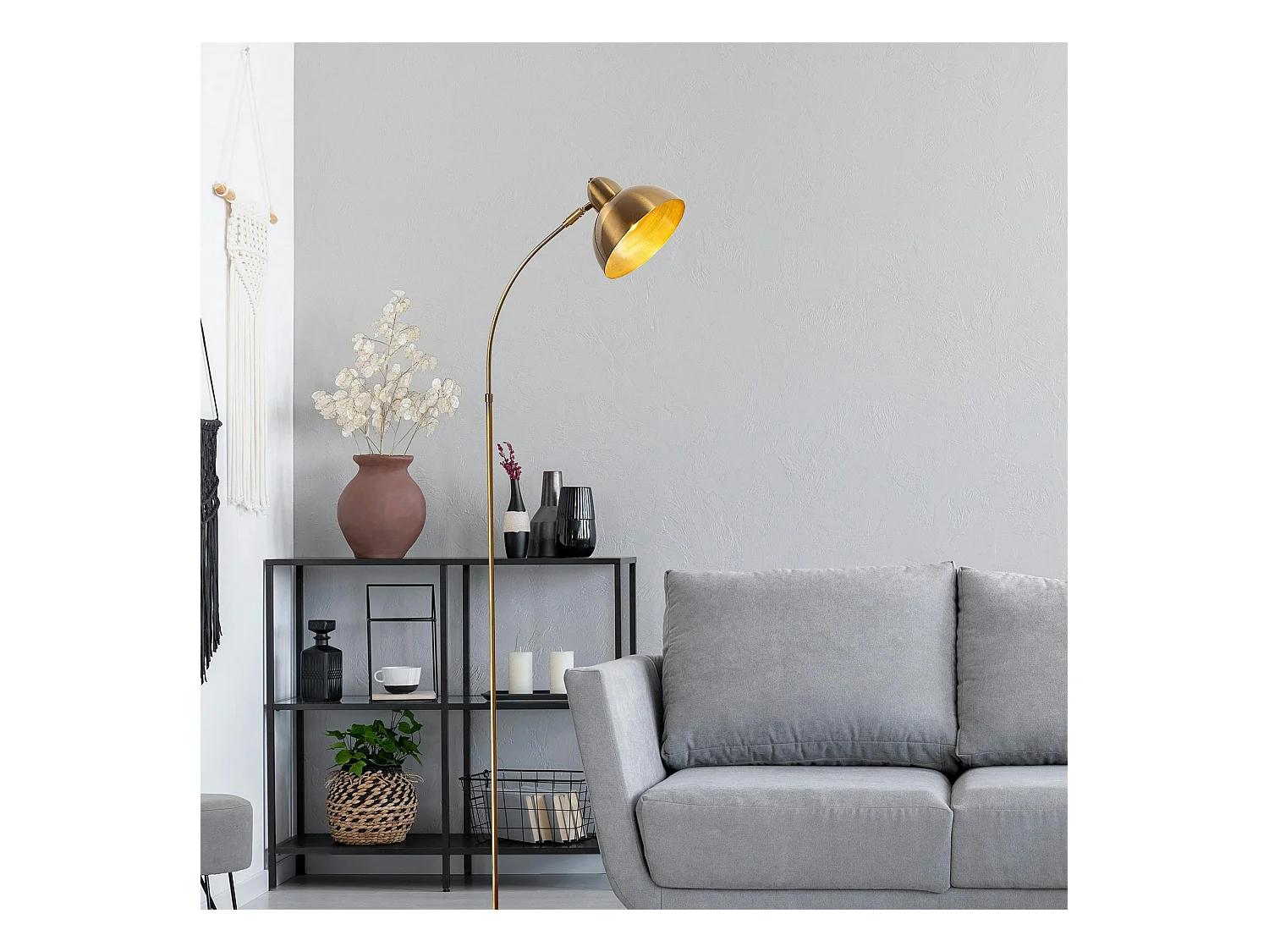 Lampadaire vintage cuivré avec abat-jour orientable SILE