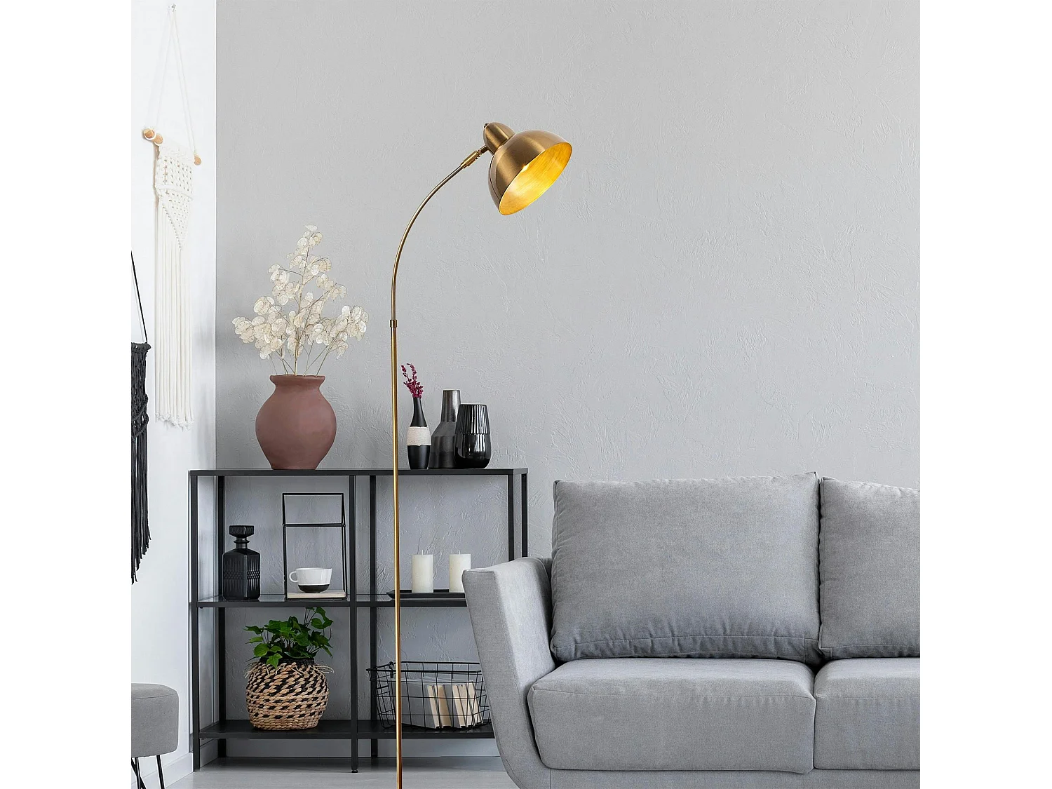 Lampadaire vintage cuivré avec abat-jour orientable SILE