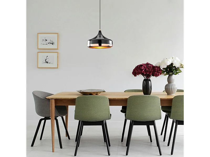 Suspension moderne noire et cuivre forme évasée SILE