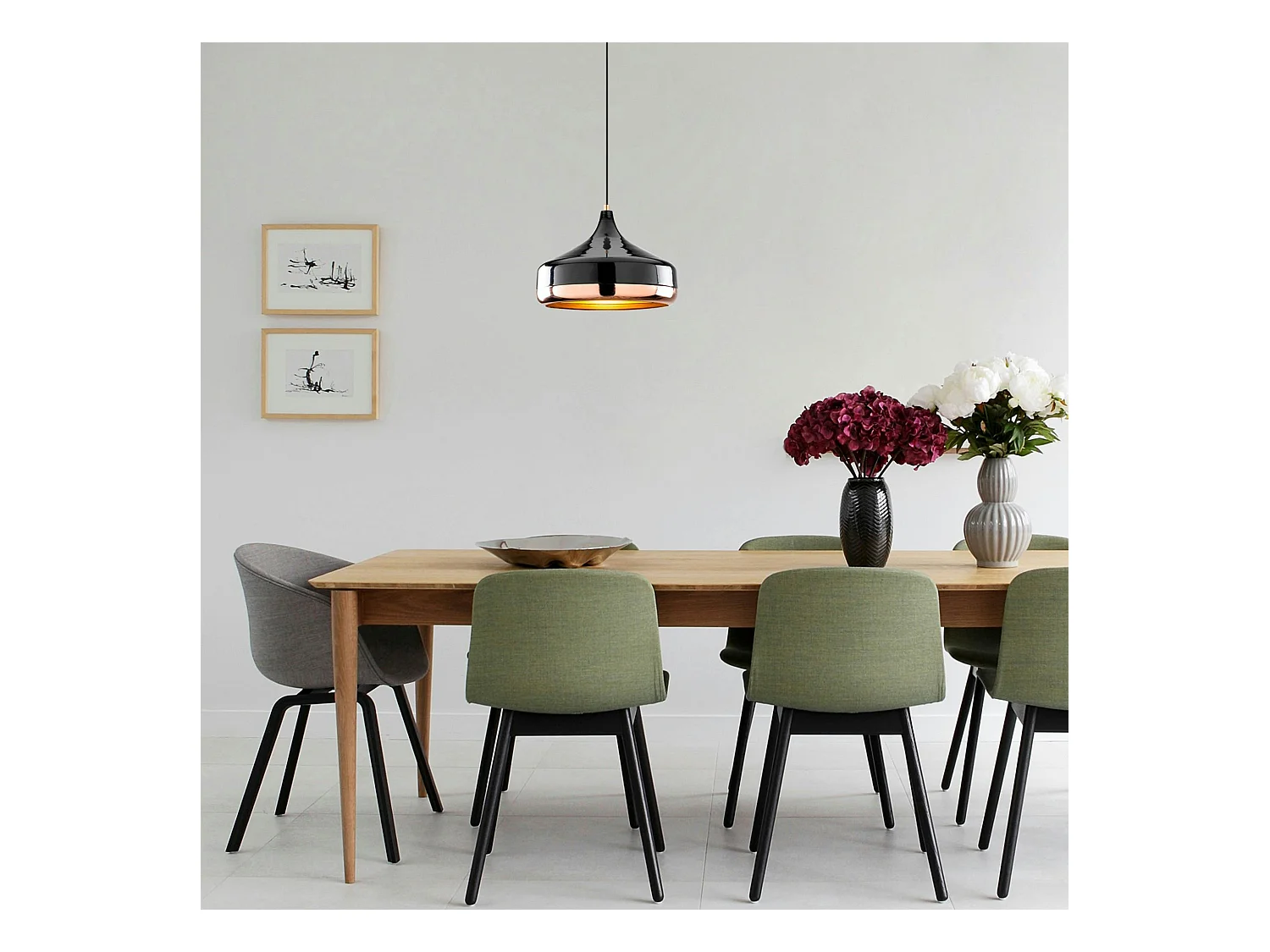 Suspension moderne noire et cuivre forme évasée SILE