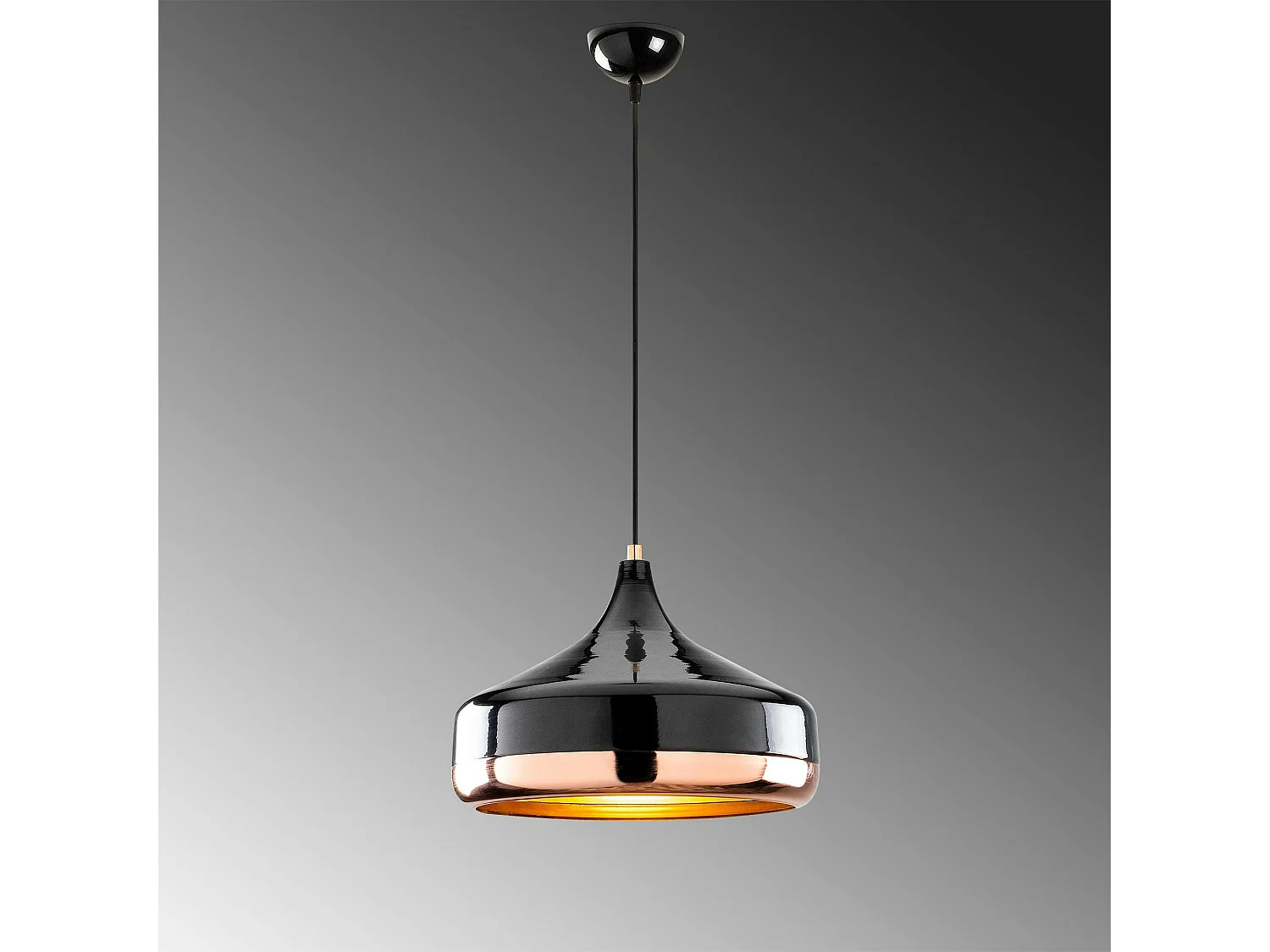 Suspension moderne noire et cuivre forme évasée SILE