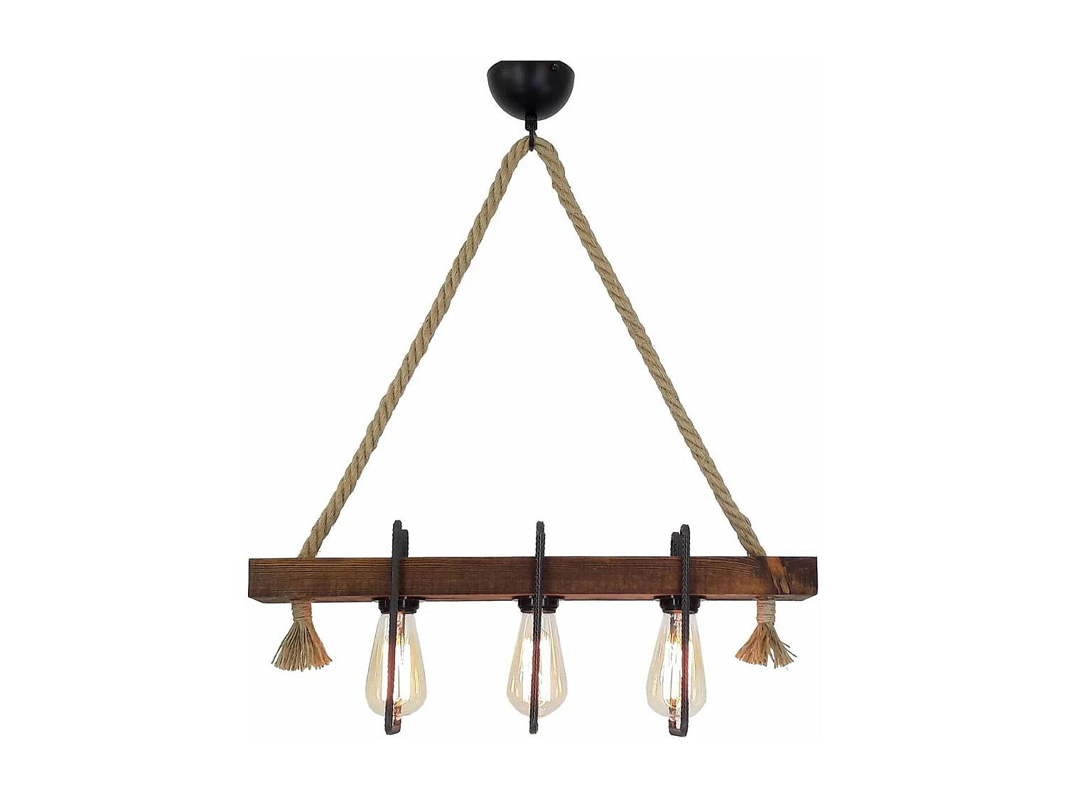 Suspension industrielle bois, métal & corde CAMOGLI