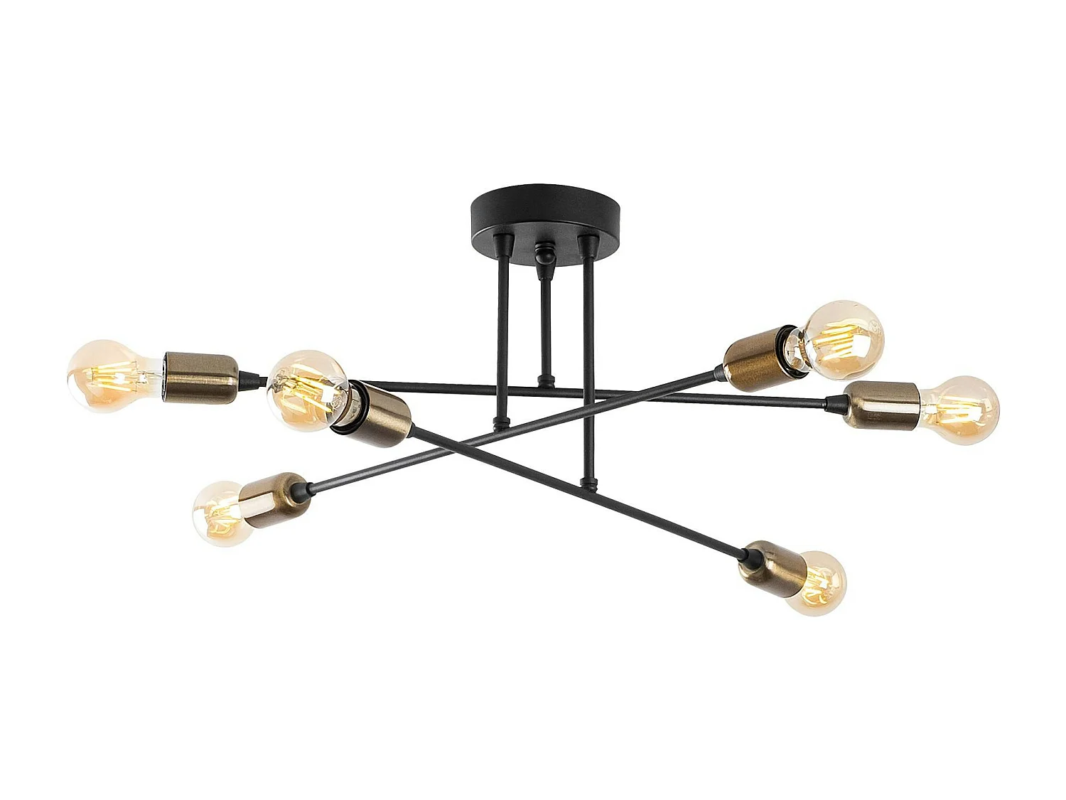 Suspension moderne cuivrée 6 lampes sur tige MARATEA