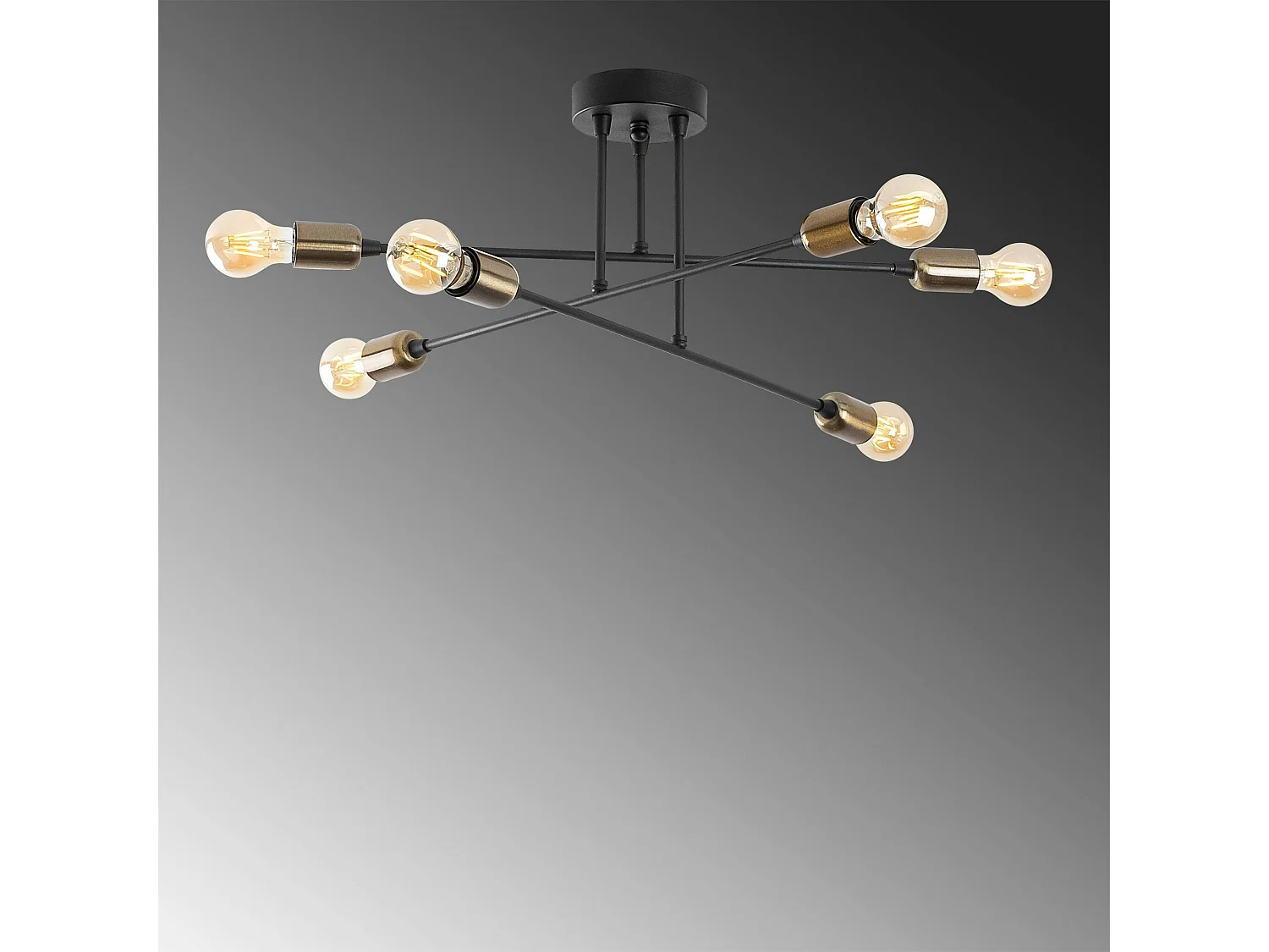 Suspension moderne cuivrée 6 lampes sur tige MARATEA