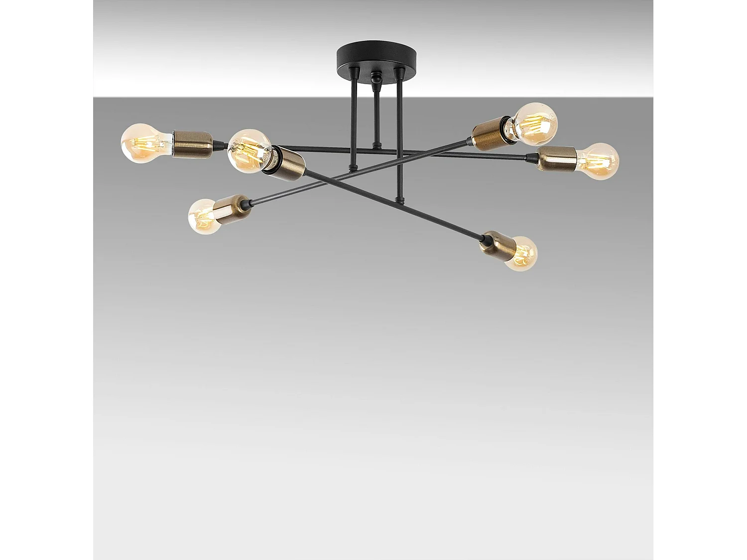 Suspension moderne cuivrée 6 lampes sur tige MARATEA