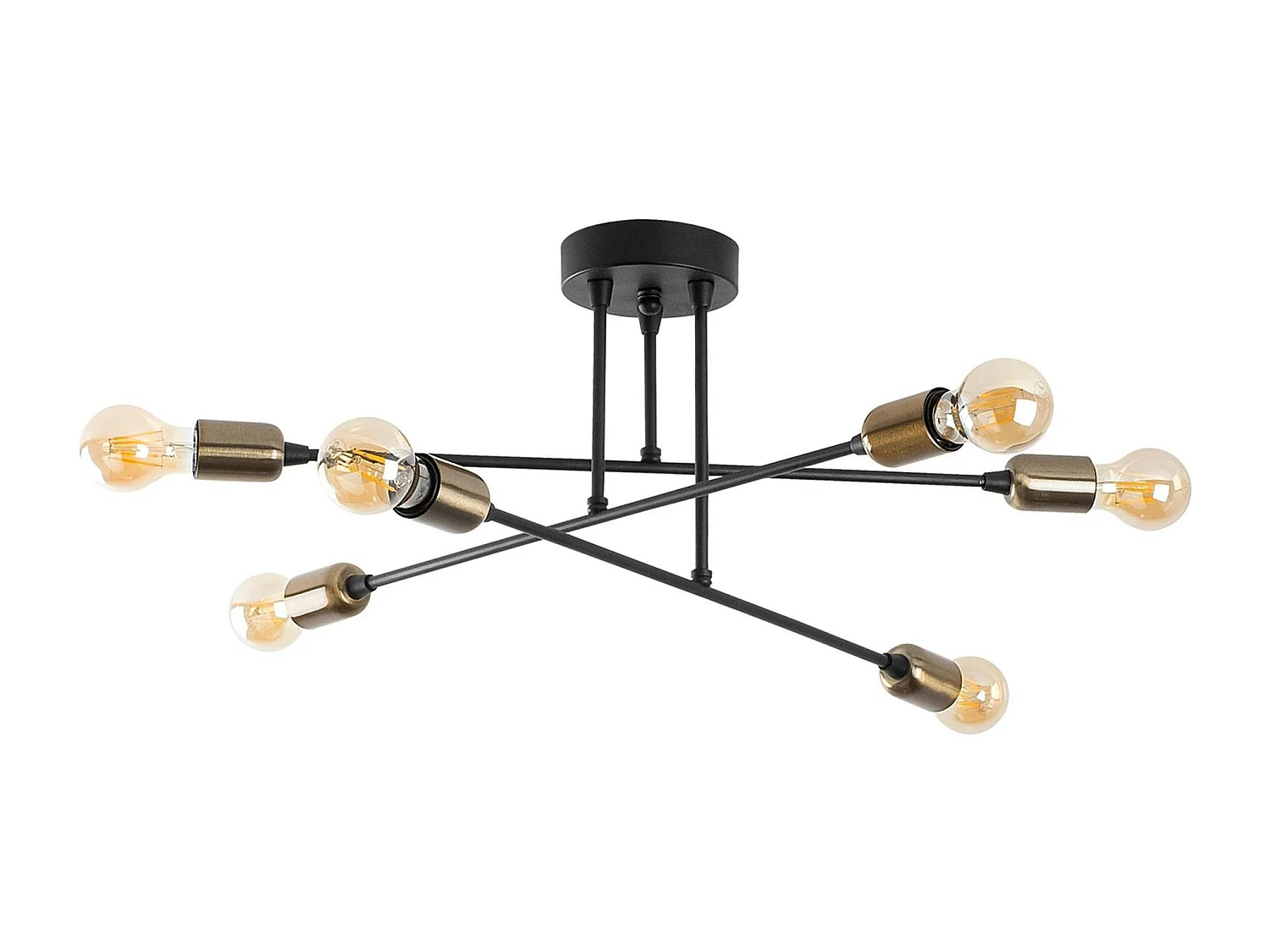 Suspension moderne cuivrée 6 lampes sur tige MARATEA