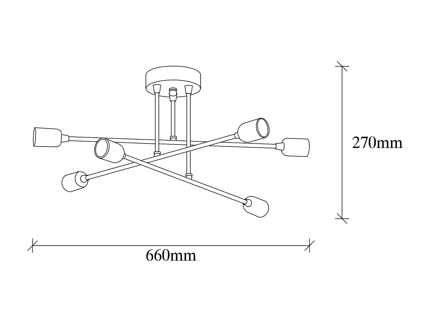 Suspension moderne cuivrée 6 lampes sur tige MARATEA