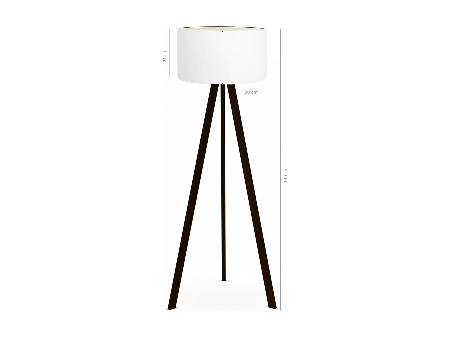 Lampadaire trépied effet bois noir, abat-jour blanc Ø38 cm KILIS