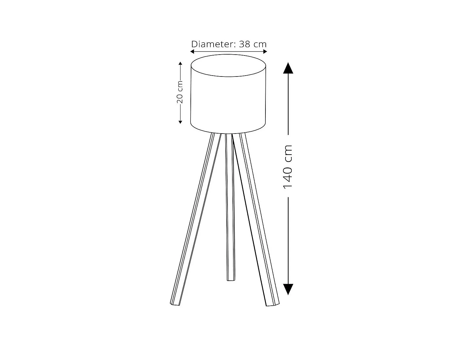 Lampadaire trépied effet bois clair, abat-jour beige KILIS