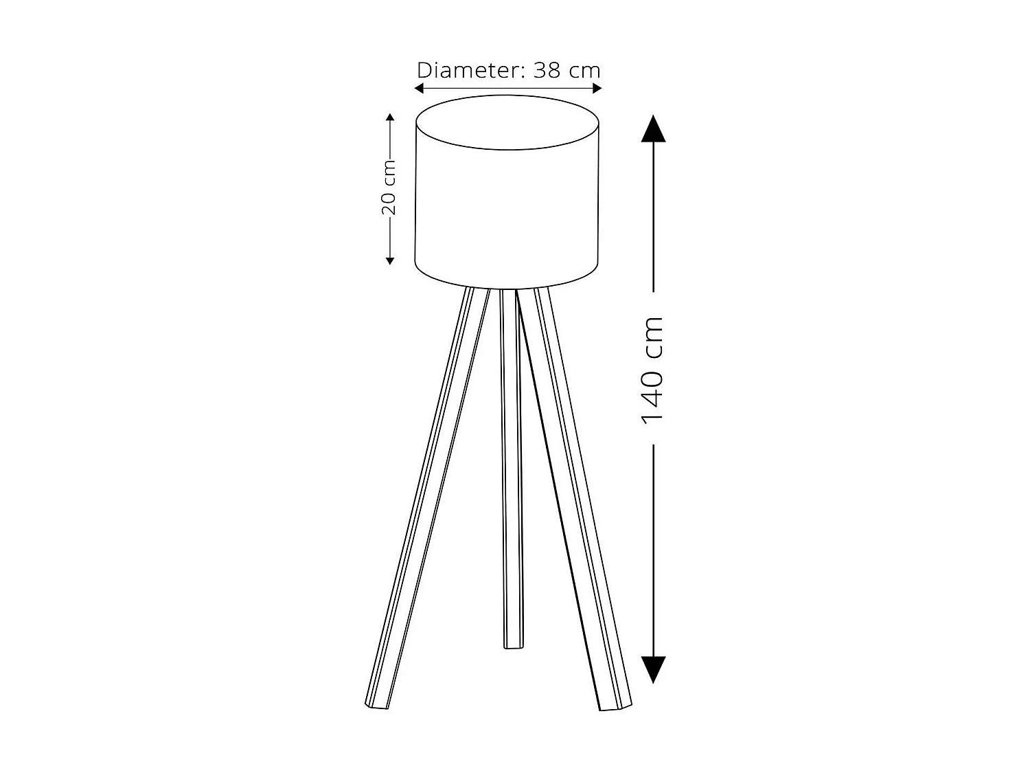 Lampadaire trépied effet bois noyer, abat-jour blanc KILIS