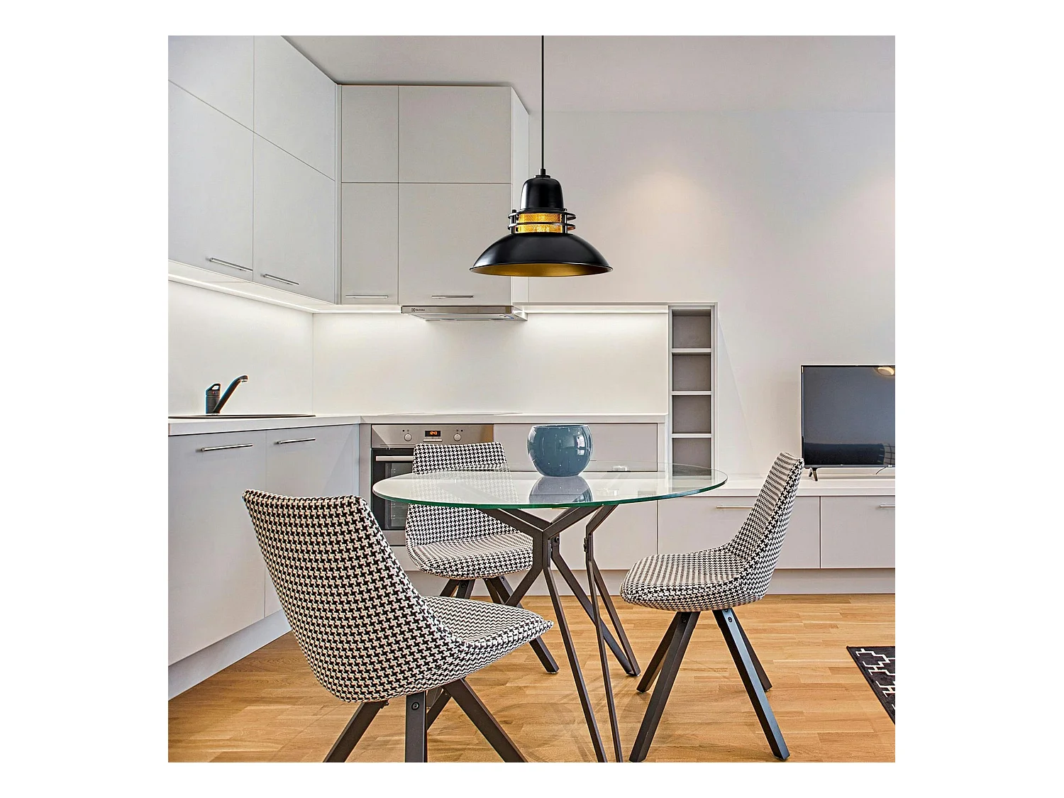 Suspension industrielle métal noir & doré, avec grille SILE