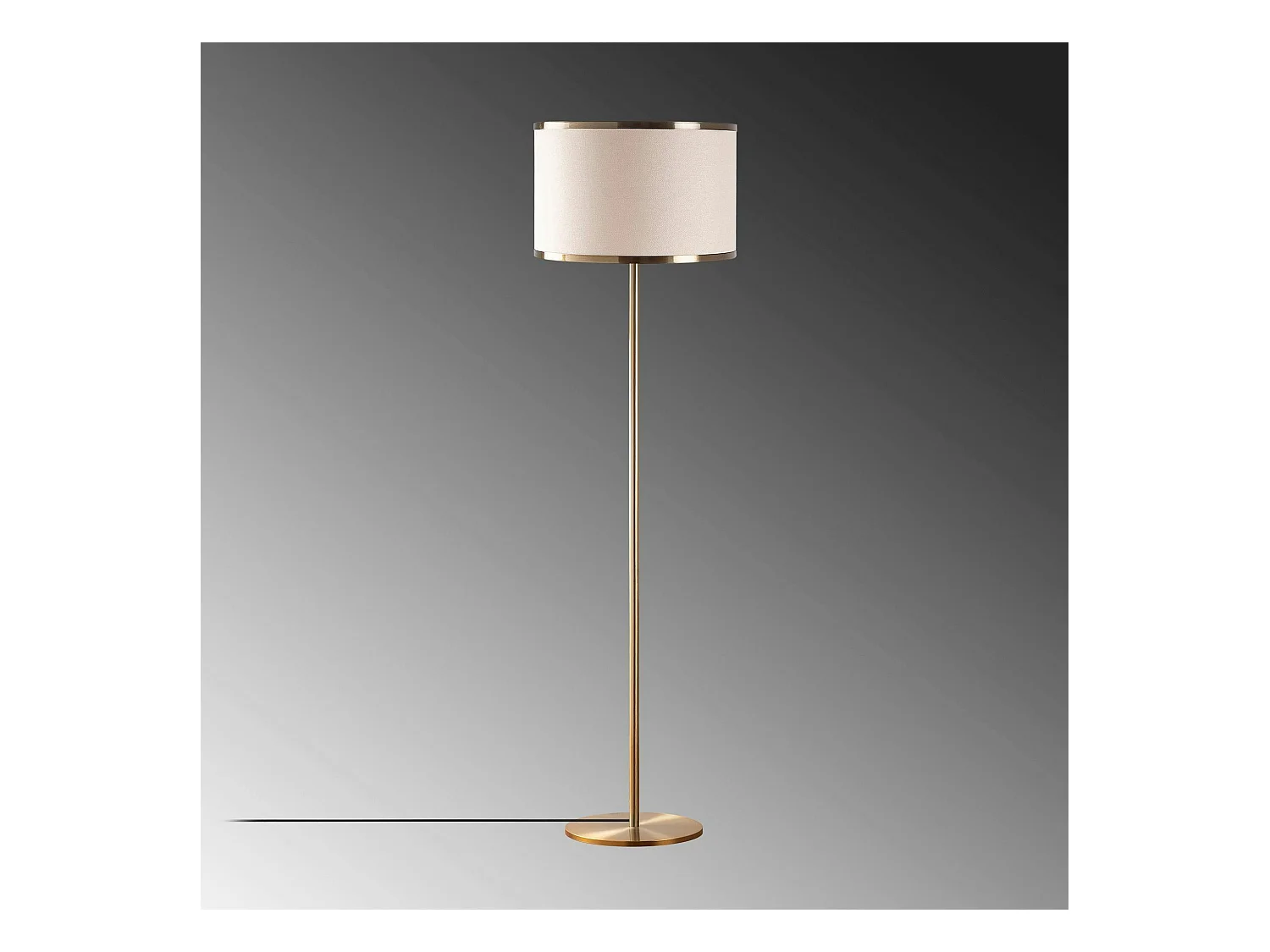 Lampadaire salon moderne, abat-jour tissu écru ZURICH