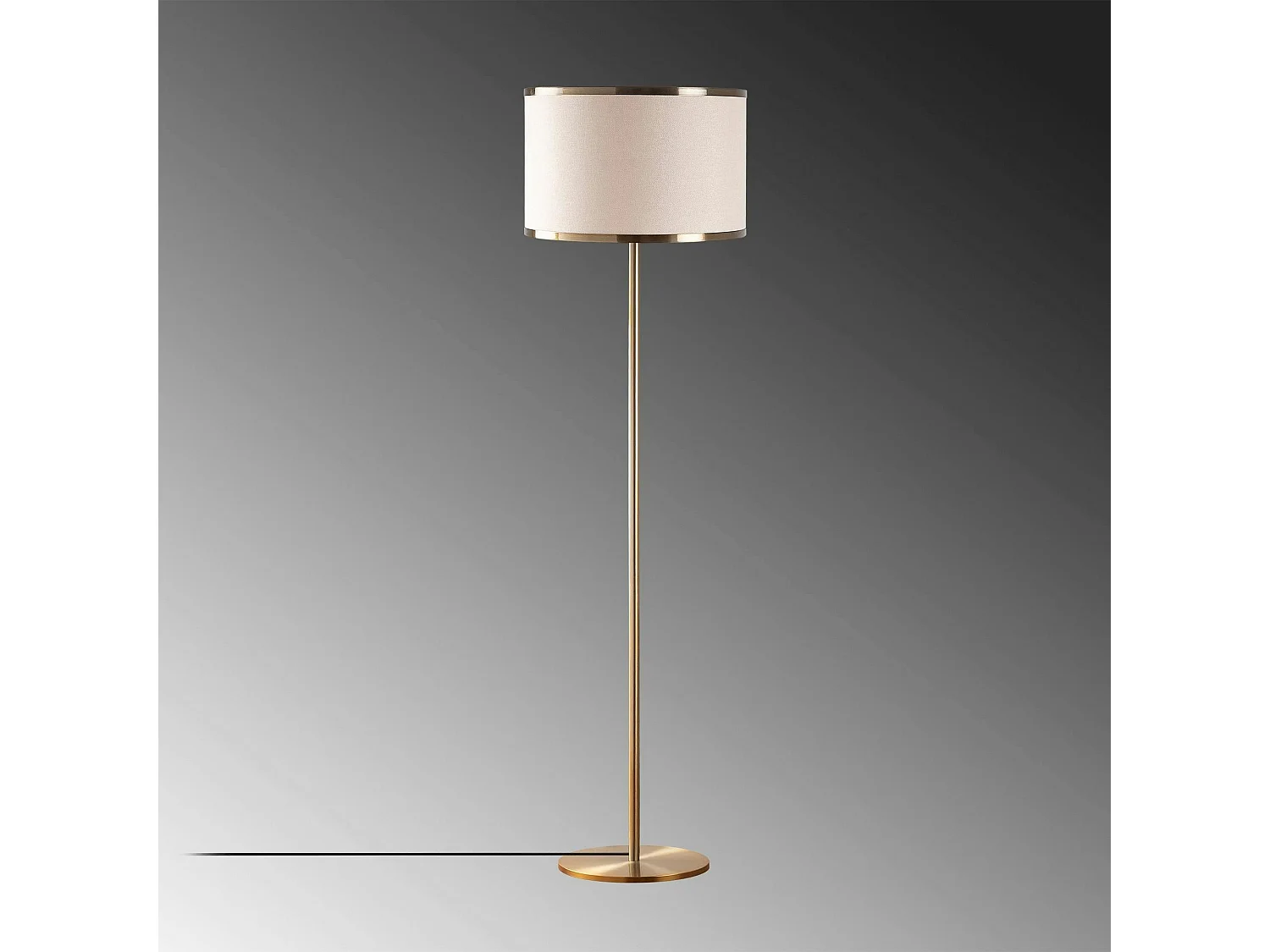 Lampadaire salon moderne, abat-jour tissu écru ZURICH