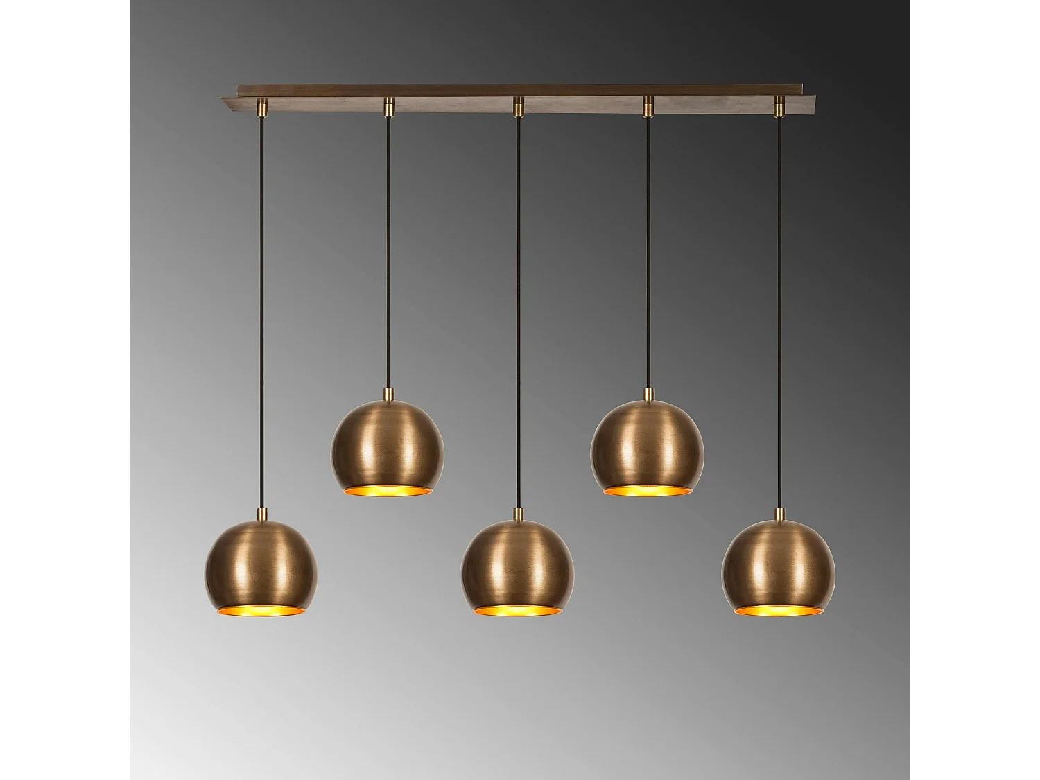 Suspension de table vintage en métal 5 globes SILE